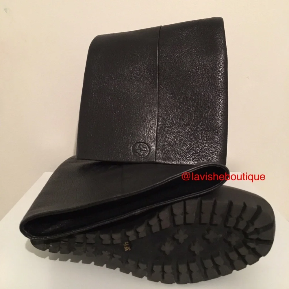 Gucci Black leather wedge boots EUC - Picture 4 of 4